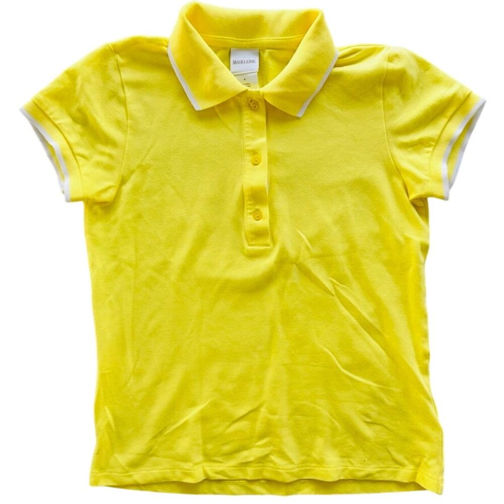 Madeleine Thompson Pique Polo Yellow Size 4 Casual Tennis Golf Short Sleeve